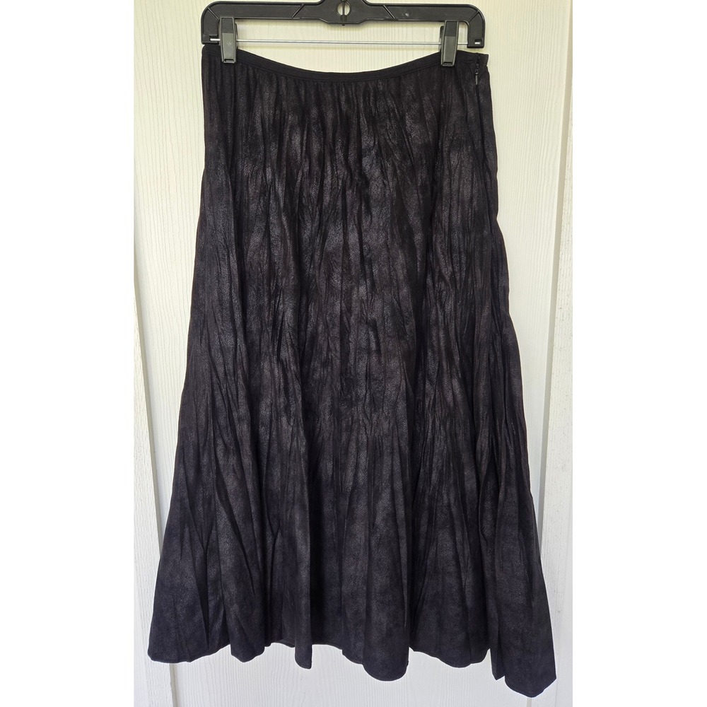 Black Crinkled Metallic Maxi Skirt Whimsigoth Boho Dark Fairy Ren Faire Festival